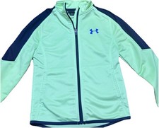 Under Armour Track Jacket Boys Size 6. Neon Green Blue Sleeves Full zip