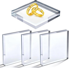 4 Pieces 6 X 6 X 1 Inch Acrylic Square Blocks for Display, Clear Polished Acryli