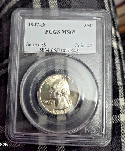 PCGS 1947-D MS65 WASHINGTON QUARTER KEY DATE COIN!!
