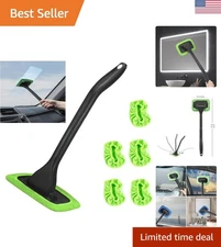 Versatile Windshield Cleaning Tool with 5 Microfiber Pads - Easy to Use!
