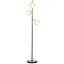 HOMCOM Modern Floor Lamp with Glass Global Shade, 3 Light, for Living Room