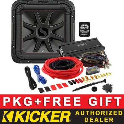 KICKER 600W L7R122 12'' CAR AUDIO SUB PACKAGE+CLASS D MONO AMPLIFIER+4AWG KIT