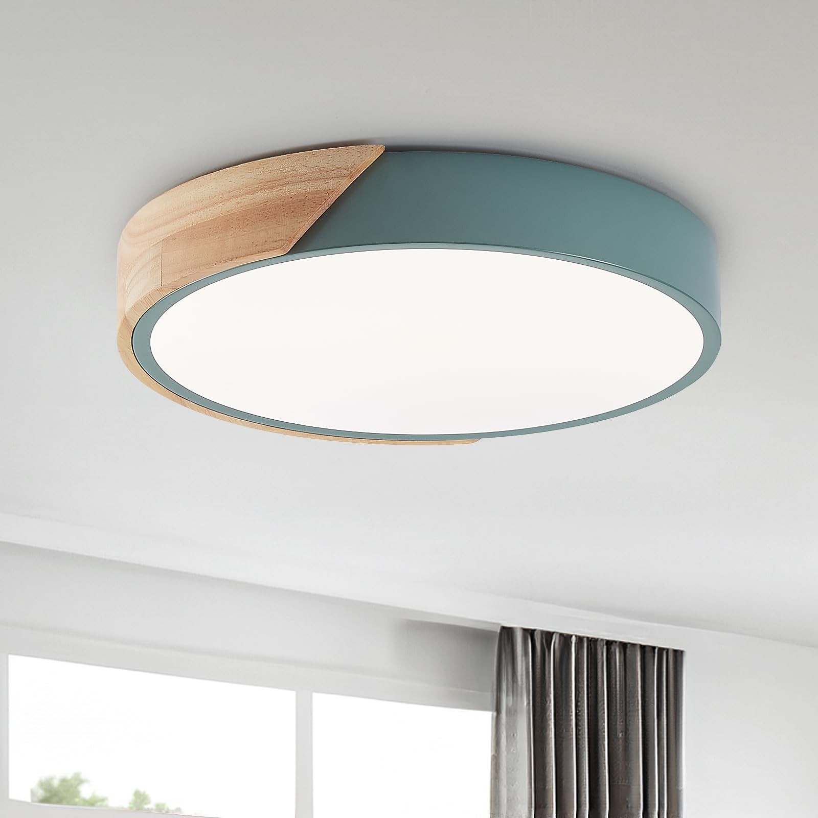 Plafonnier LED en bois noble luminaire de plafond rond au design épuré
