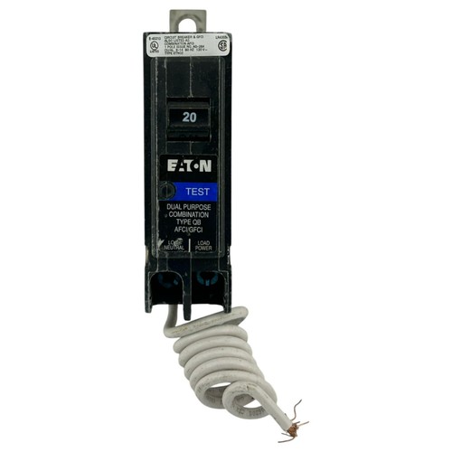 USED Eaton QB1020AFGF 1 Pole 20 Amp Dual Function Circuit Breaker