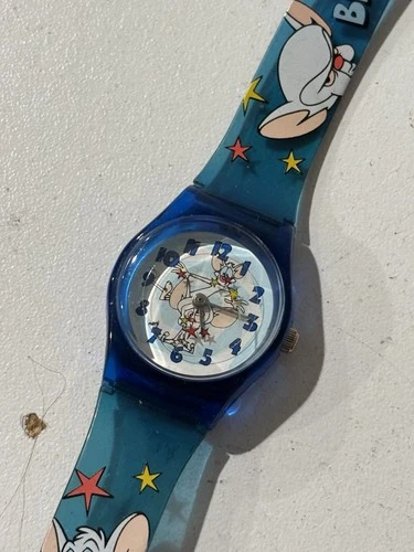 Pinky And The Brain Warner Brothers Timex Plastic Watch, New Battery, Vintage