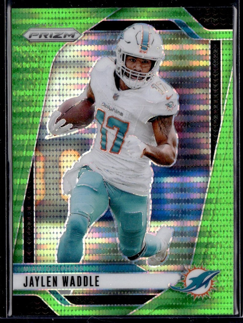 JAYLEN WADDLE 2024 PANINI PRIZM GREEN PULSAR MIAMI DOLPHINS #178