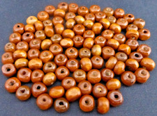 Wooden Brown Round Beads (x450) - 6mm Donut Dark Wood - Arts & Crafts Job Lot