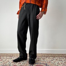 1940s Vintage British Made Suspender Faded Striped Trousers Size 34