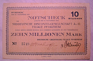 173) PFORZHEIM Rheinische Creditbank ★★★ 10 Millionen Mark 15. Sep. 1923 ★★★
