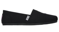 Bobs Plush Peace & Love Slip Ons Loafers Shoes Flats - Black Canvas Size 9 US