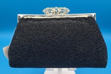 Vintage Black Beaded Purse Evening Bag La Regale Formal Wedding Cocktail NWT