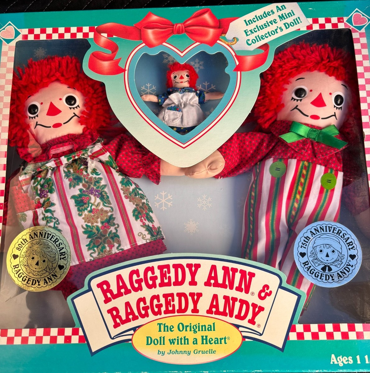 ✨新品✨ Raggedy Ann & Andy セット Vintage 1996 Hasbro Raggedy Ann & Andy 75th Anniversary Holiday