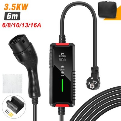 Typ 2 Ladekabel Schuko 3,5 kW 6A -16A 6M EV Mobile Wallbox Elektroauto Ladegerät