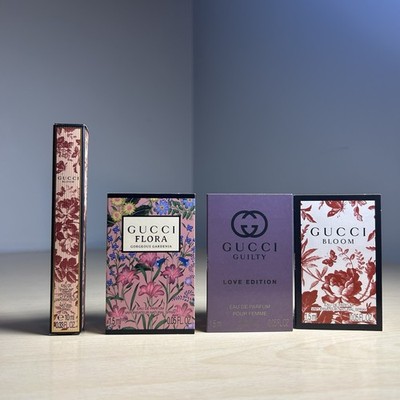 GUCCI FEMME BUNDLE: Gucci 10ML Travel Spray, Samples: Gucci Guilty, Bloom, Flora