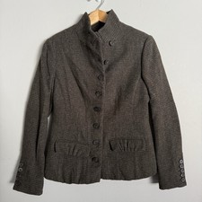 Giacca blazer All Saints Spitalfields donna lana cappotto marrone con bottoni