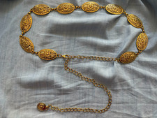 Women' s New Gold Oval Medallion Adjustable Chain Belt