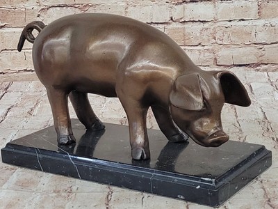 Handgemacht P J Mene Stehend Schwein Original Messingskulptur Figur