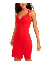 SEQUIN HEARTS Womens Body Con Above The Knee Dress Red Spaghetti Strap Juniors 1