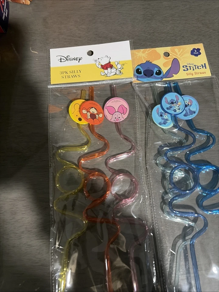 2 paquetes de pajitas Silly Winnie The Pooh And Stitch 3 en cada paquete nuevas Foto 3 de 3