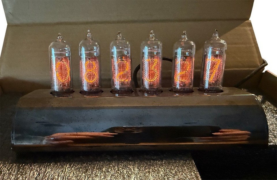 Makenology “Boulder” Nixie Tube Clock – Vintage-Style Digital Timepiece - New!