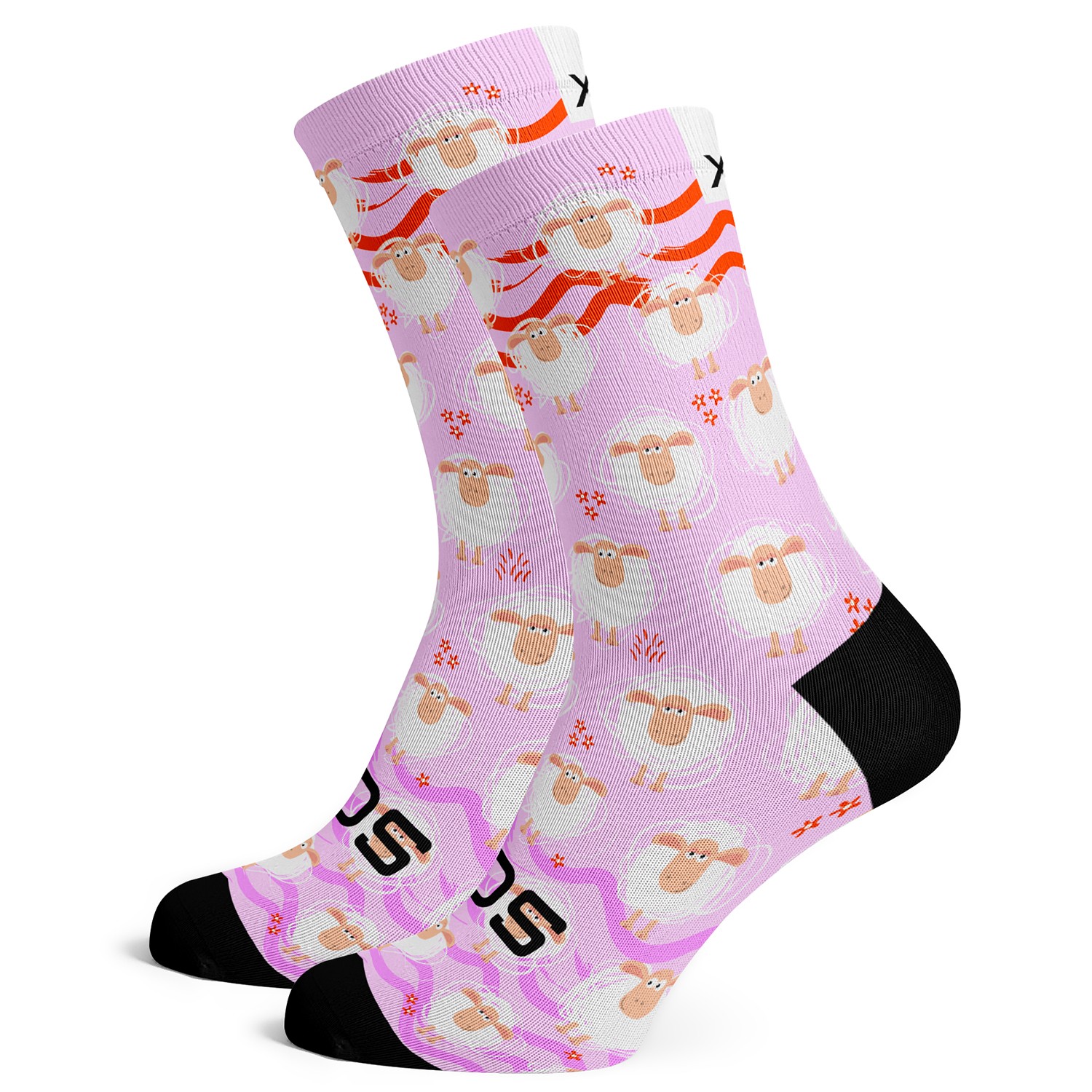 Sox Footwear Pink Sheep Animals Premium Crew Socks Large UK 8-12