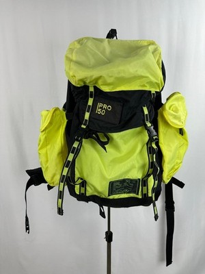 Vintage Adidas PRO 50 Trekkingrucksack 50L Hiking Backpack Neon Gelb 90s