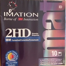 Imation Borne of 3M Innovation 2HD IBM Formatted Box of 10 Diskettes Brand New
