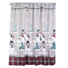 SKL Home Christmas/Winter Plaid Snowman Shower Curtain  12pc Hook ... Fast Ship