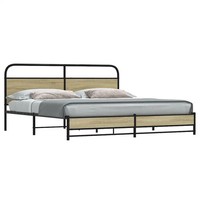 Metallbett 183X213 Cm Sonoma-Eiche Ohne Matratze