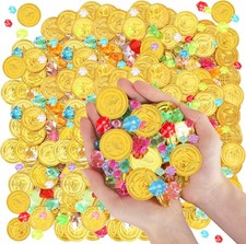120 PCS Pirate Halloween Decorations, Multi-Size Plastic Gold Coins and...