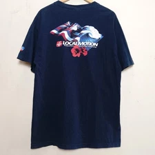 Vintage Local Motion Hawaii Surf T-Shirt L Navy Hawaiian Flag Front&Back Graphic