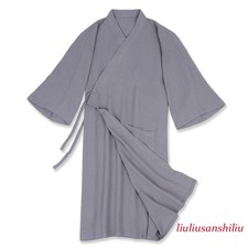 Nightwear Cotton Japanese Loose Men Kimono Yukata Bathrobe Robe Gown Long Sleeve