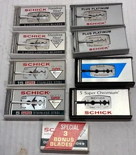 SCHICK Double Edge Safety Razor Blade Lot (50) Plus Platinum Super Stainless