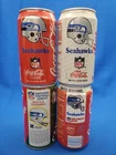 Lot of 4 - Vintage Coca-Cola, Canada Dry SEATTLE SEAHAWKS - 12oz Soda Cans