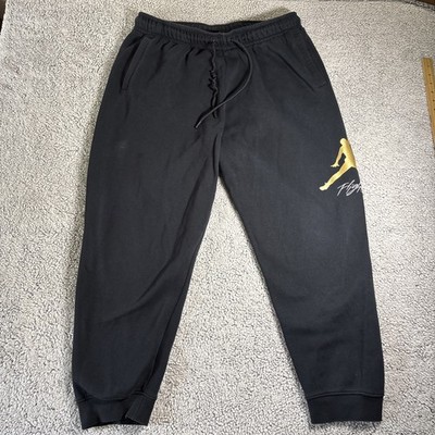 Nike Air Jordan Essentials Baseline Fleece Pants Mens 2XL Black/Gold FD7345-011