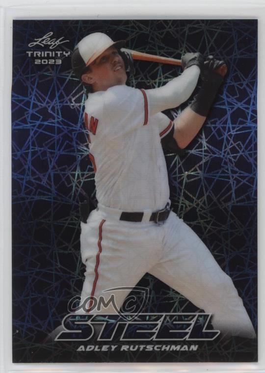 2023 Leaf Trinity Mega Box Steel Blue Lazer 66/99 Adley Rutschman Rookie RC 1ko1