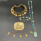 Vintage Egyptian Revival Costume Jewelry Lot of 5 Scarab Nefertiti Sphinx