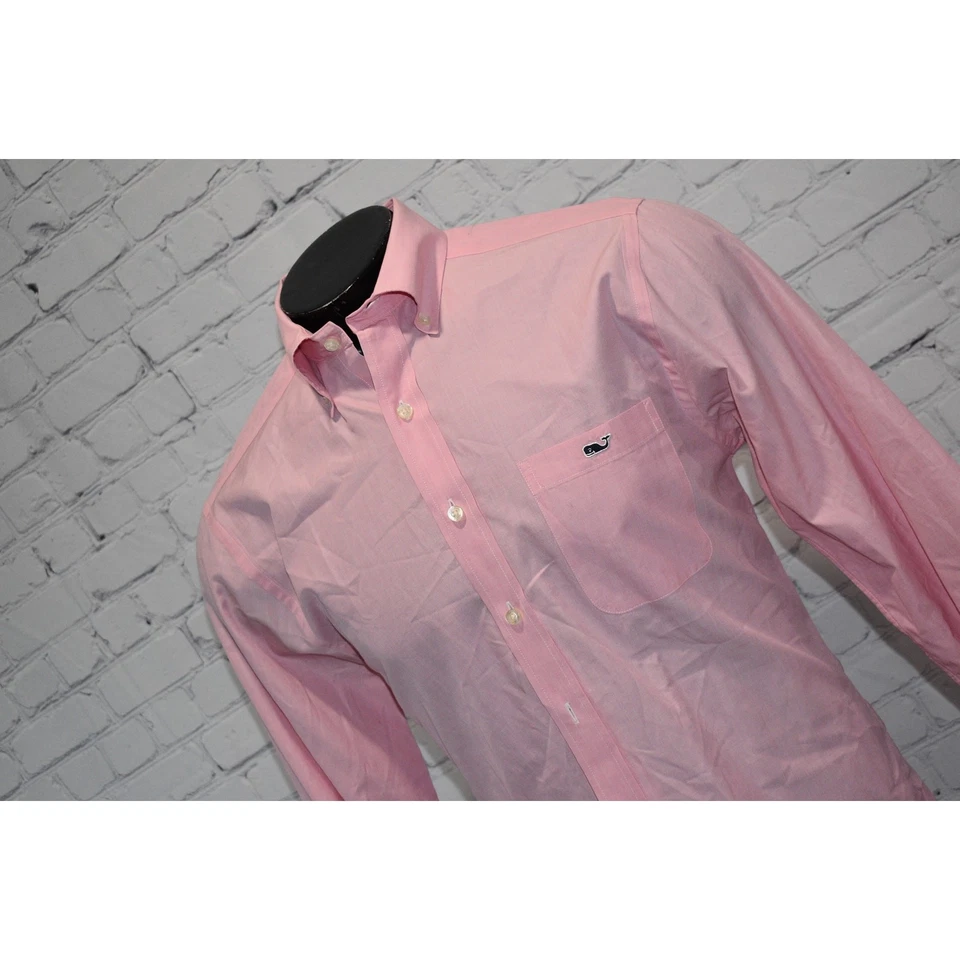 Vineyard Vines Dress Shirt Tucker Whale Mens Size Medium SLIM Pink Cotton - Image 3 of 4