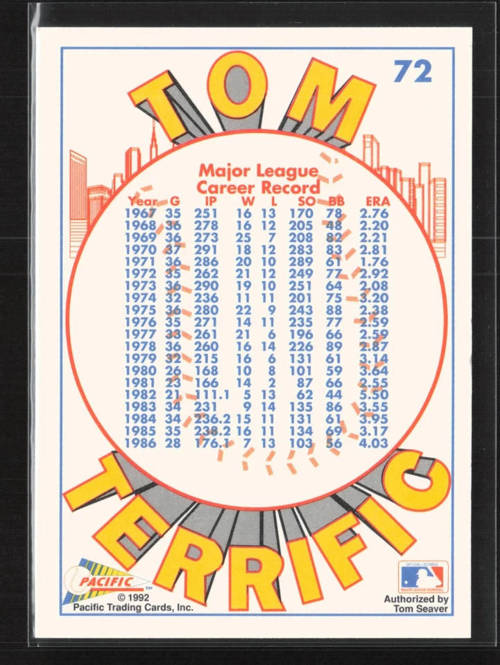 1992 Pacific Tom Seaver #72 Tom Seaver Chicago White Sox - Image 2 of 2