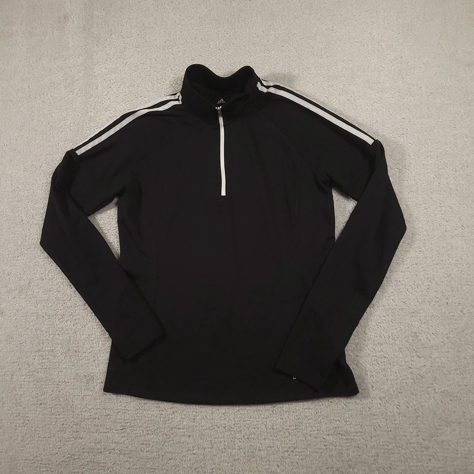 Pullover de golf Adidas para mujer mediano negro cuarto cremallera manga larga rendimiento Foto 2 de 4