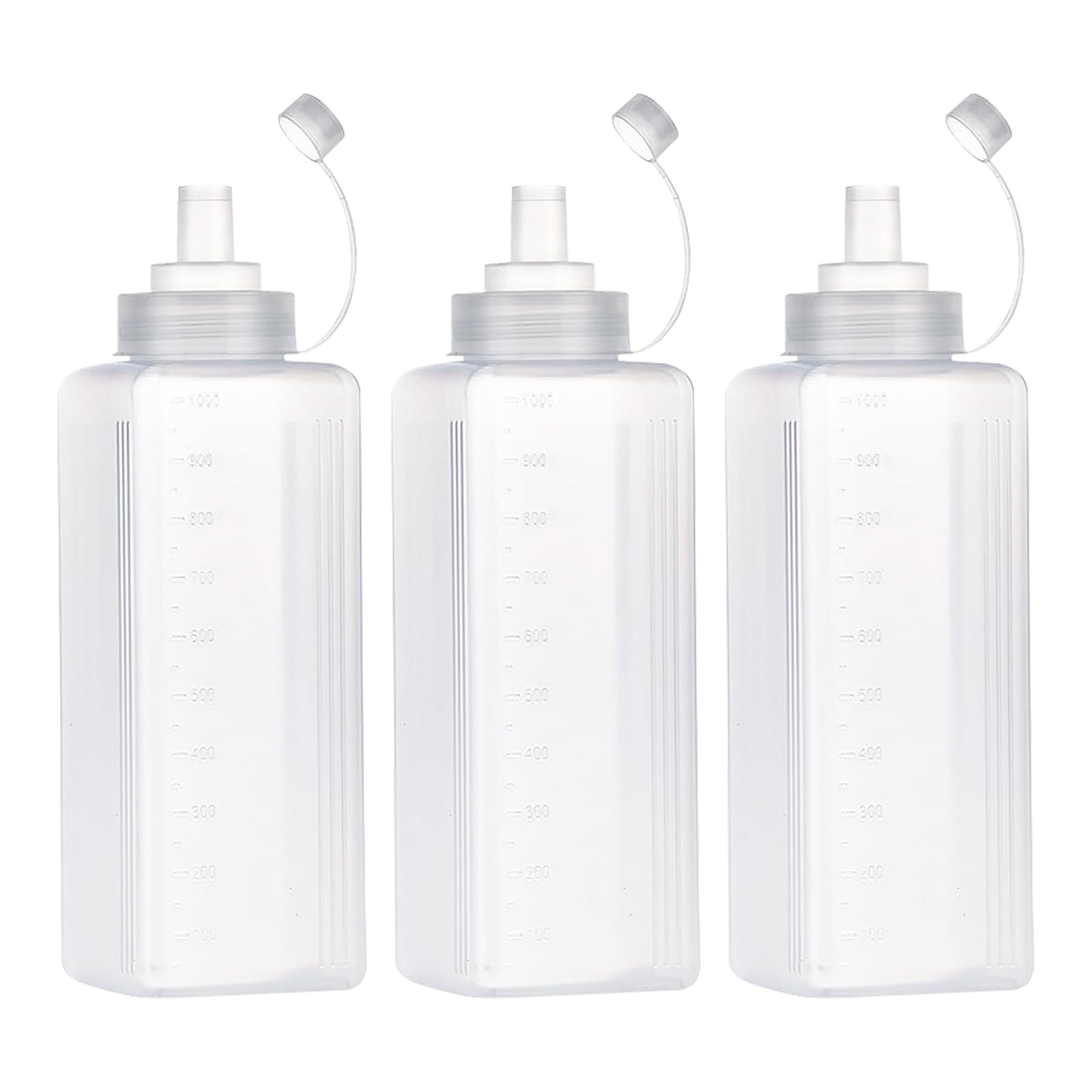 3Pcs Bottiglia Squeeze di Plastica, Bottiglia per Squeeze con Tappi, (y5d)