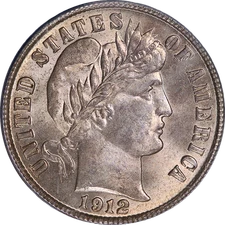 1912-D Barber Dime CAC Sticker PCGS MS65 OGH Superb Eye Appeal Strong Strike