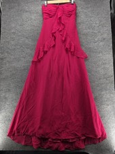 Hailey Adrianna Papell Dress Womens 4 Fuchsia Strapless Ruffle Gown 231M118