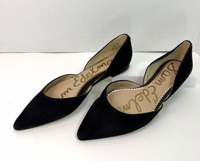 Sam Edelman Rodney Flats Womens 6.5 Black Suede Pointed Toe D Orsay Slip On Shoe