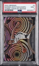 2022 PANINI OBSIDIAN TUNNEL VISION EE ORANGE #5 GIANNIS ANTETOKOUNMPO 9/35 PSA 9