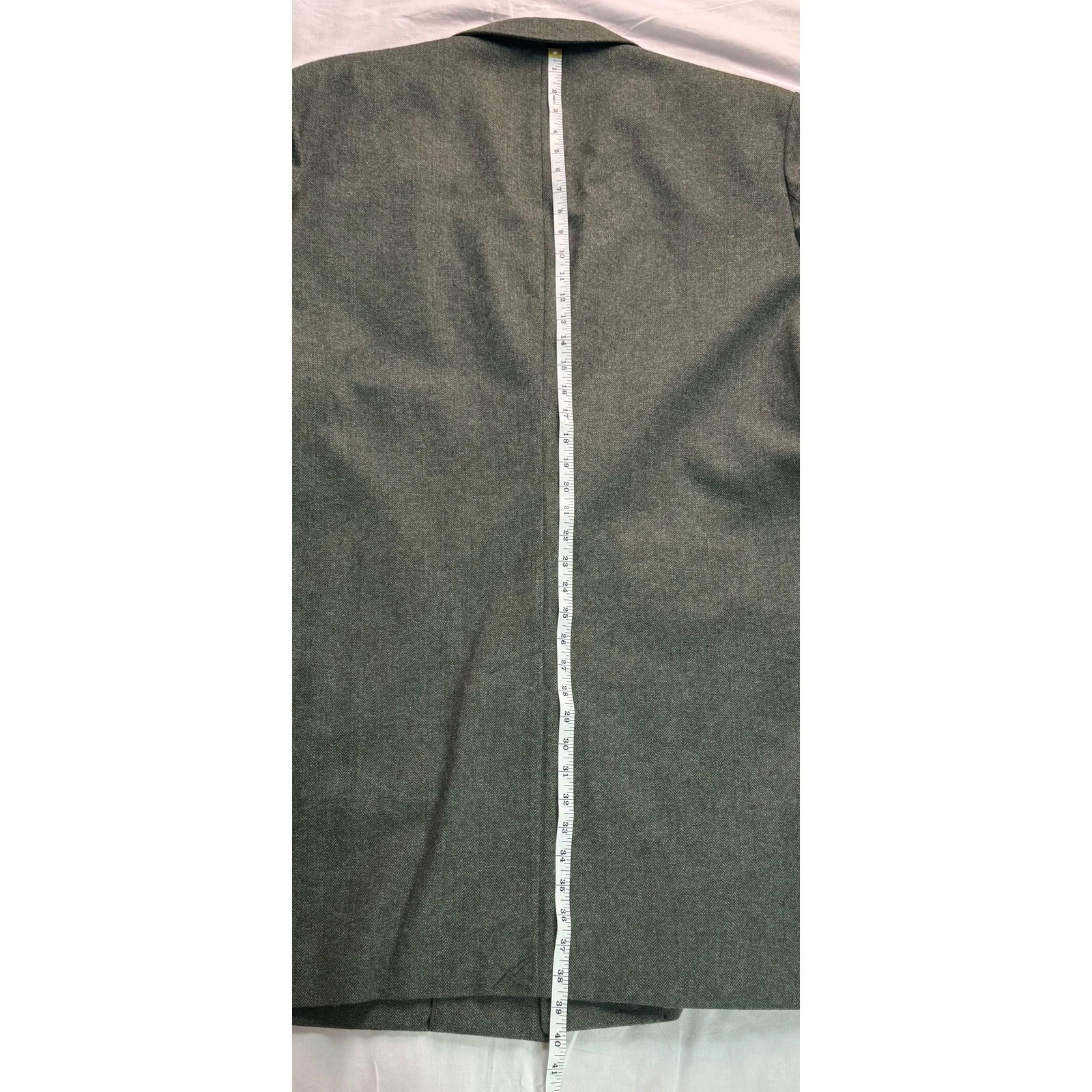 JF J Ferrar Mens Green Herringbone Wool Blend Topcoat Overcoat XXL NEW - product detail image 12