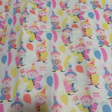 Vintage Tissue Paper 1960s Clowns Birthday 3 Sheets