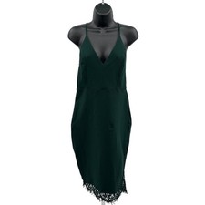 Lulus Lace Bodycon Midi Dress WMNS M Forest Green Strappy Racerback Lined V-Neck