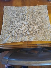 Antique Vintage Cotton Lace Doily Dresser Scarf Panel 17" x 13"