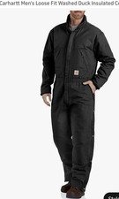 Carhartt Mens 104396 Black Zipper Pockets Lined Insulated Coverall Size 3XL